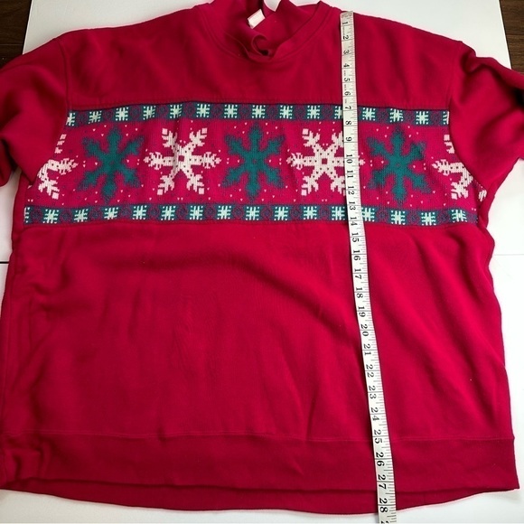 Vintage Snowflake Sweater Women's size 3x pink collared winter holidays - Picture 4 of 8